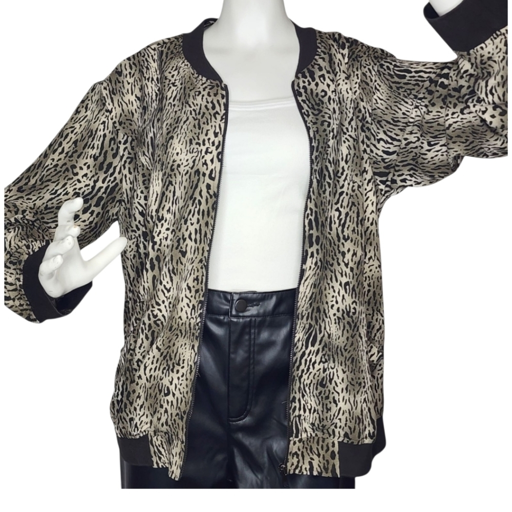 Kori Brown Leopard Print Bomber Jacket M NWT Streetwear Y2K Luxe